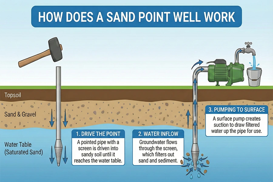 Understanding how a sand point well works helps you evaluate whether it is the right fit for your property